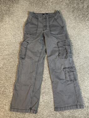 Hollister Pants Womens 4R Gray Cargo Twill Relaxed Pockets Straight 27W 29L